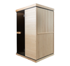 Wooden sauna with a white interior on a white background