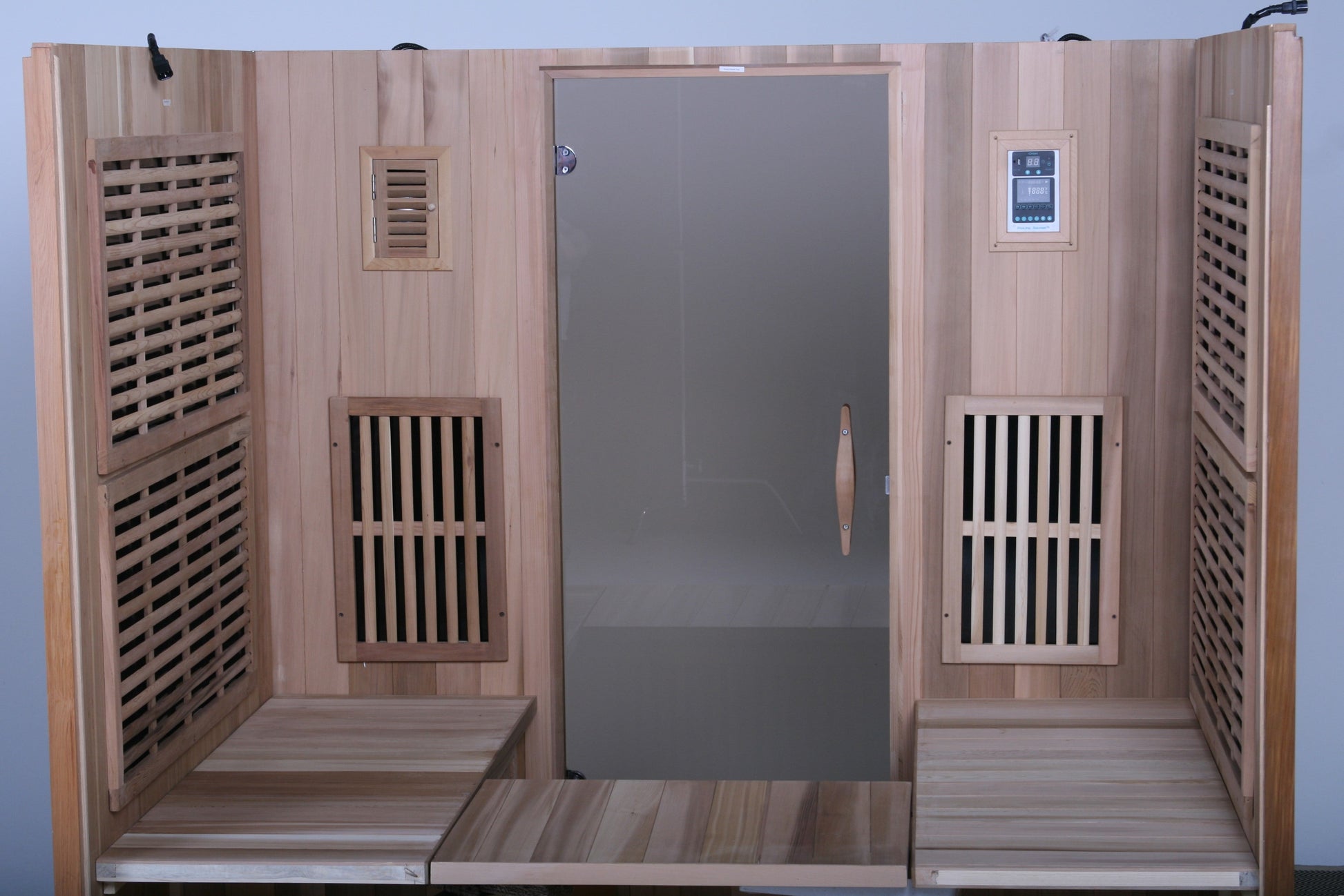 rocky mountain saunas 2 person montana sauna interior front wall